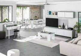 Alisa Concrete Grey And White TV Entertainment Cabinet With Wall Unit -016663L