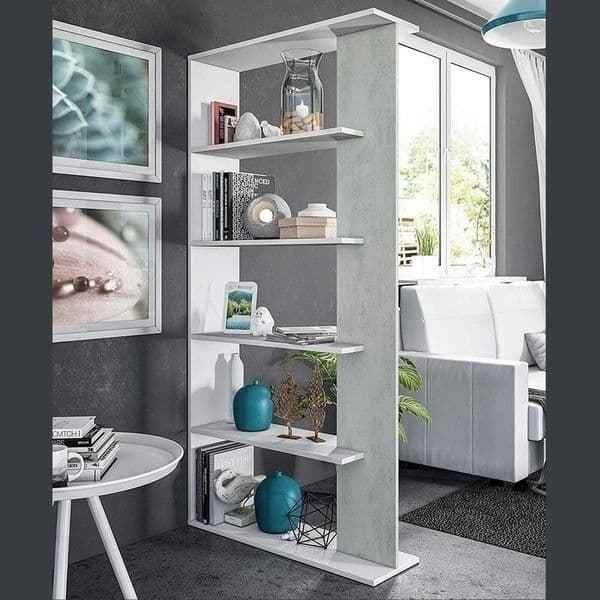 Alina Open Back Room Divider White and Grey Bookcase- 0L2252A