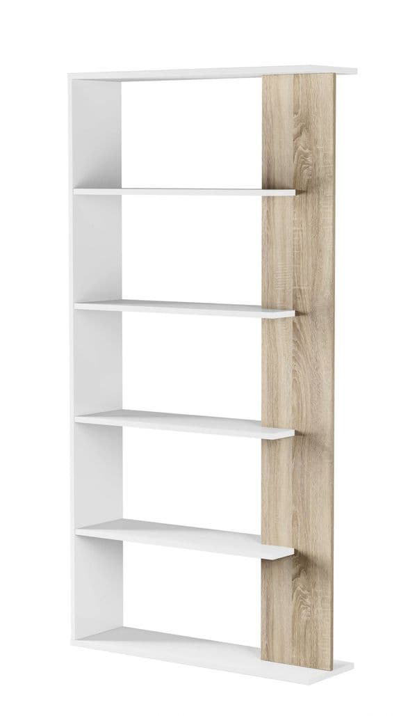 Alina Open Back Room Divider White and Oak Bookcase- 0f2252A