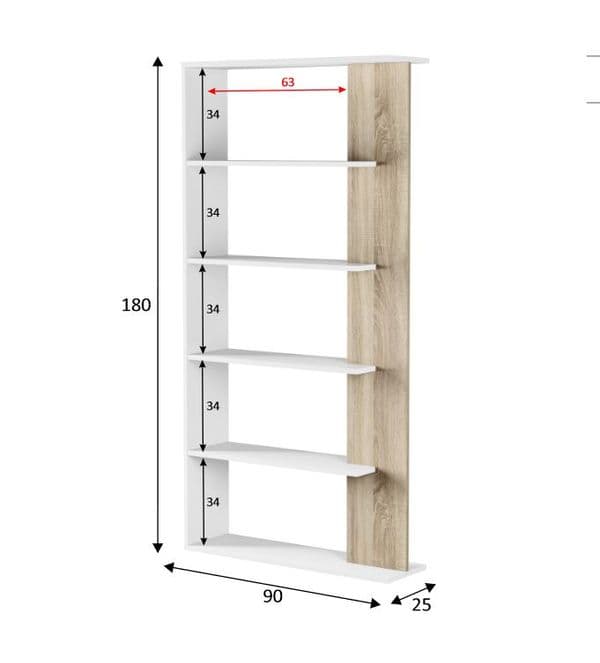 Alina Open Back Room Divider White and Oak Bookcase- 0f2252A
