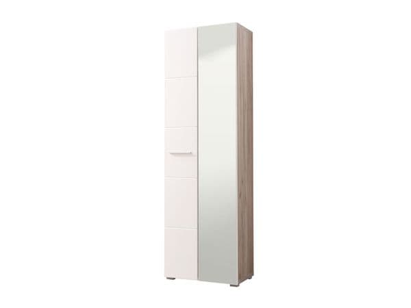 Lucca White Gloss And Oak Effect Slim Narrow Shallow Depth Wardrobe - 11008560