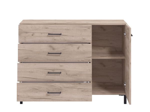 Materna Oak Effect 1 Door 4 Drawer Sideoard Storage Unit - 11012346