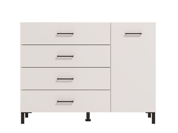Matera White 1 Door 4 Drawer Sideoard Storage Unit - 11012347