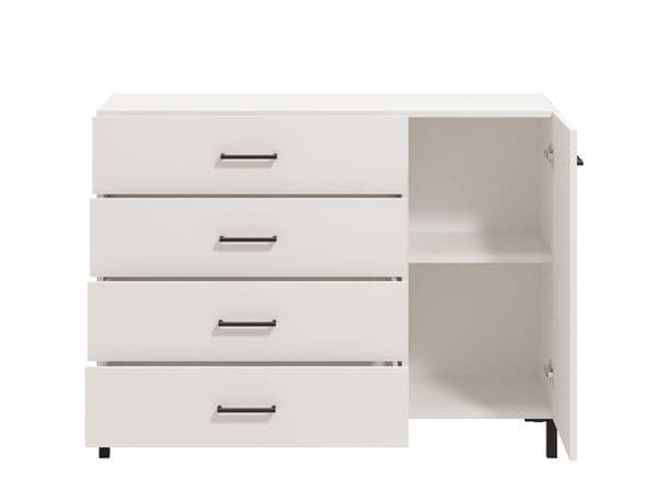 Matera White 1 Door 4 Drawer Sideoard Storage Unit - 11012347