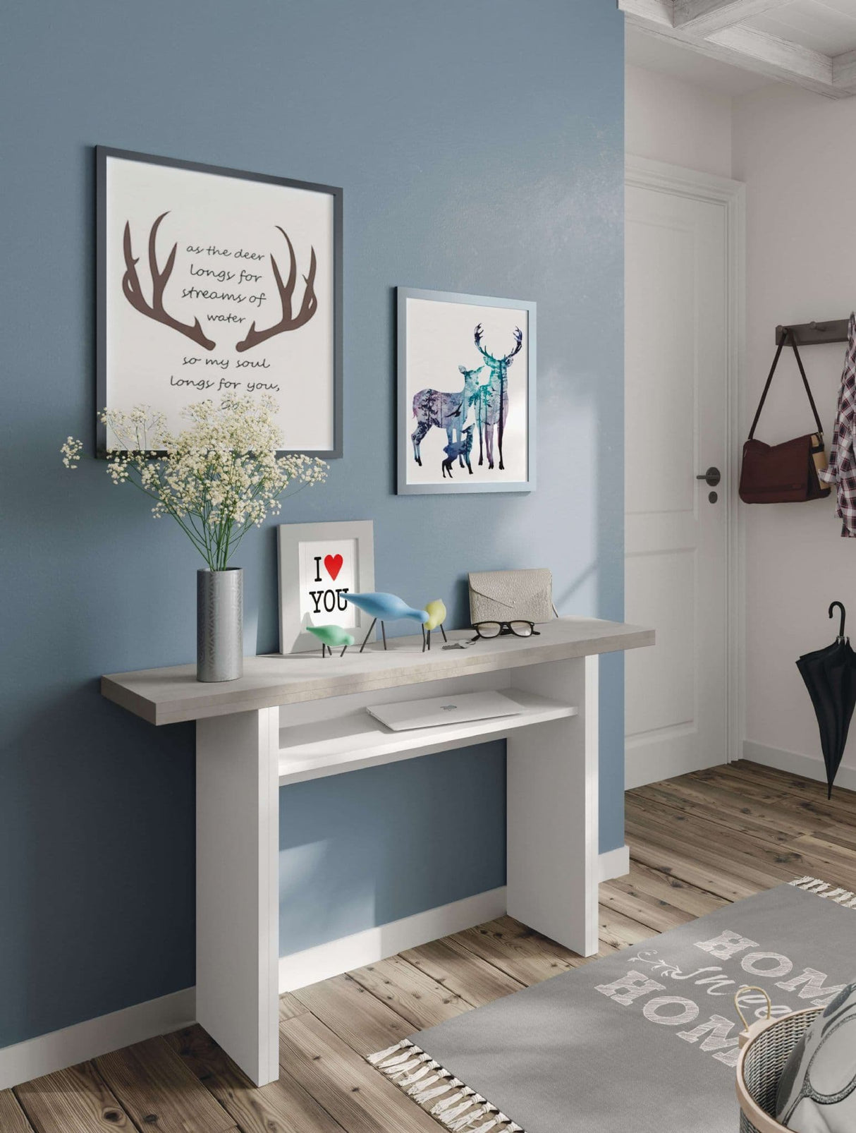 Essence Extending Breakfast Bar Table in Grey and Pure White