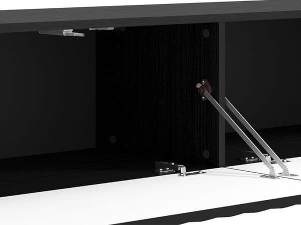 Ambrelle Black Slat Effect Wall Mounted Floating Wide 154cm Large TV Entertainment Unit 11014660