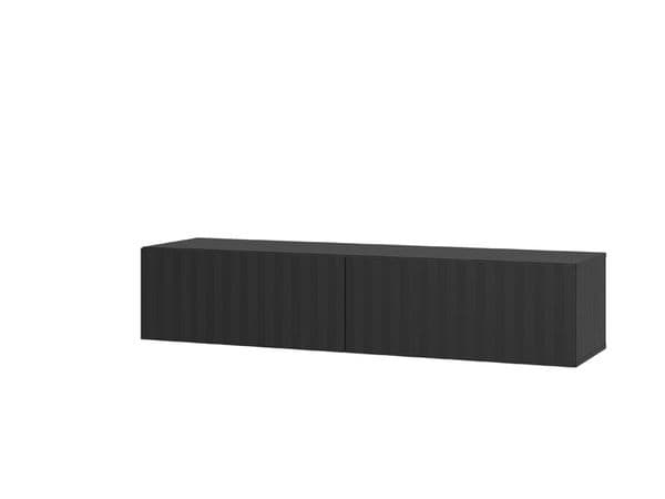 Ambrelle Black Slat Effect Wall Mounted Floating Wide 154cm Large TV Entertainment Unit 11014660