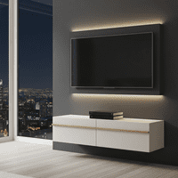 Arvelle Cashmere And Oak Effect Wall Mounted Floating 128cm TV Cabinet Unit 11013551
