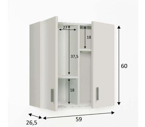 Selona Arma 2 Door White Storage Wall Cupboard- 005148BO