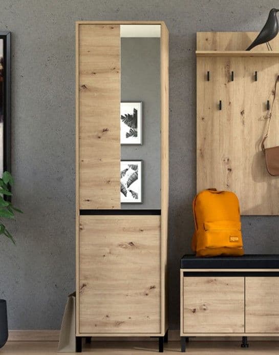 Larance Artisan Oak Effect Slim Narrow Shallow Depth Wardrobe for Small Spaces 11014055