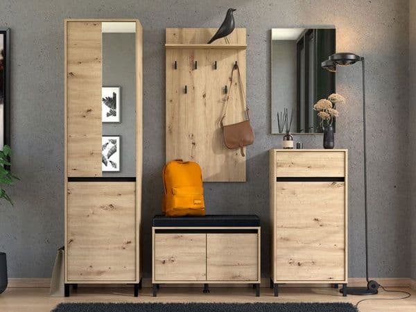 Larance Artisan Oak Effect Slim Narrow Shallow Depth Wardrobe for Small Spaces 11014055