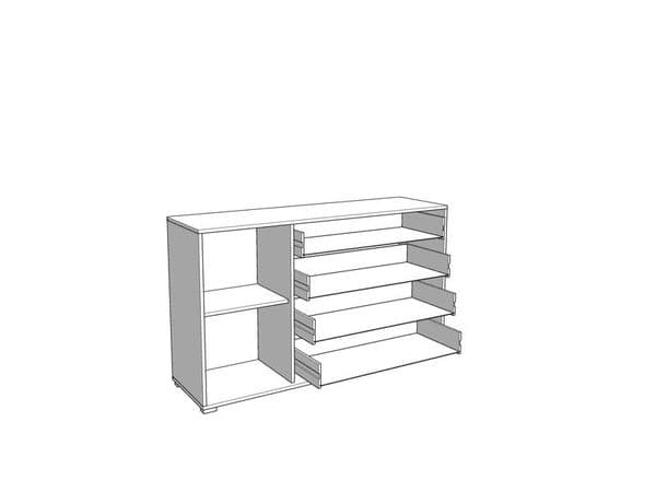 Oakalon Artisan Oak Effect And Black 4 Drawer Sideboard Dresser - 11013063