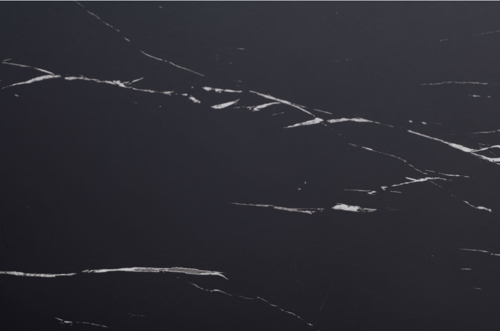 Astora 1.2m Round Black Marble Effect Glass Dining Table with Black Legs