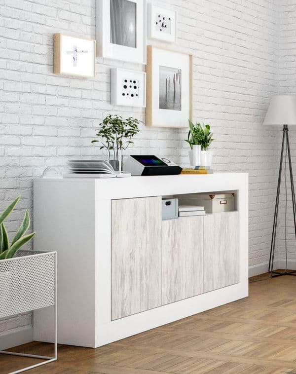 Lee Large Modern White with White Wood Effect Sideboard- 036628A