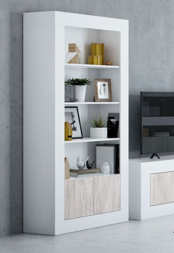 Lee Tall Bookcase in White with White Wood Effect- 036629A