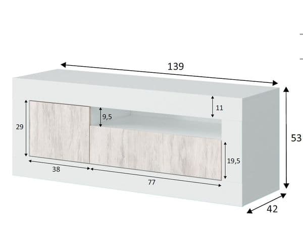 Lee Tall TV Cabinet Entertainment Unit in White with White Wood Effect- 036627A