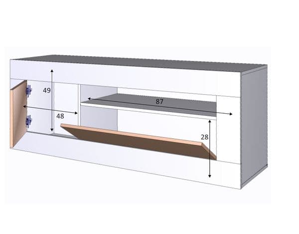 Lee Tall TV Cabinet Entertainment Unit in White with White Wood Effect- 036627A