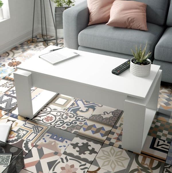 Lee White Coffee Table with Lift up Storage- 001643A