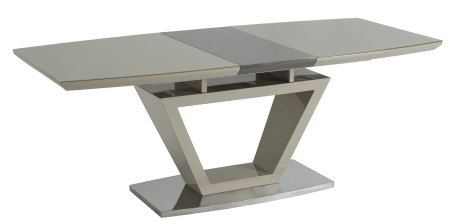 Asfen 1.6m Latte Glass Extending Dining Table with Glass Base