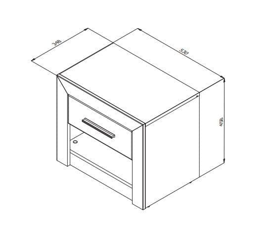 Sydney Grey Oak and White Gloss Bedside with 1 Drawer and Open Shelf- 11008673