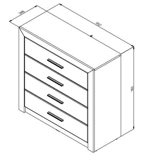 Selina Wide 4 Drawer Chest in Grey Oak and White Gloss - 11008636