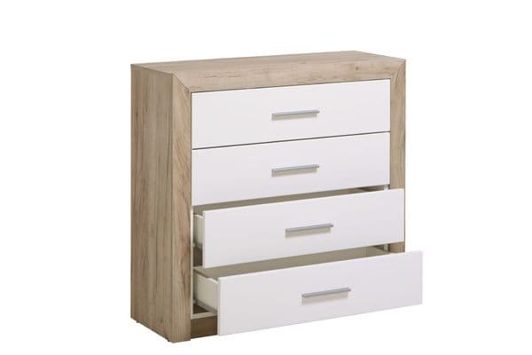 Selina Wide 4 Drawer Chest in Grey Oak and White Gloss - 11008636