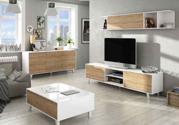 Naomi Storage Coffee Table Soft White Gloss With Oak Effect- 0F6633BO