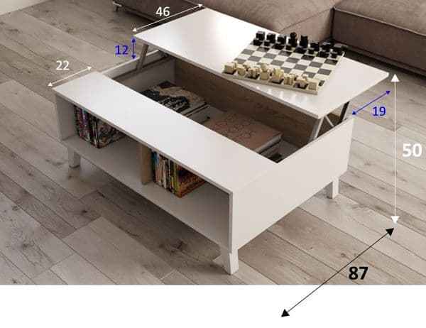 Naomi Storage Coffee Table Soft White Gloss With Oak Effect- 0F6633BO