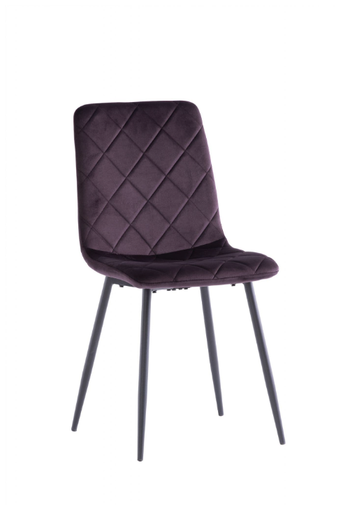 Vella Aubergine Velvet Dining Chairs with Black Legs Set Of 2
