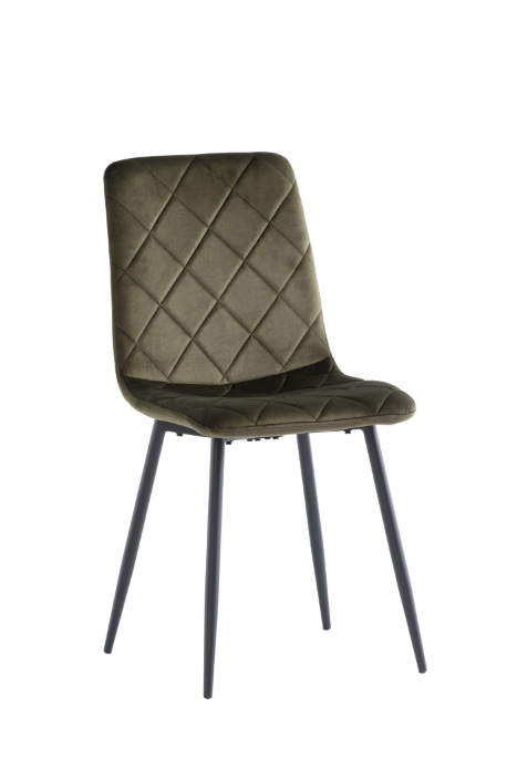Vella Green Velvet Dining Chairs with Black Legs Set Of 2