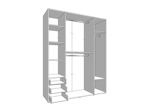 York Artisan Oak Effect And Grey 4 Door 3 Drawer Wardrobe - 11012156