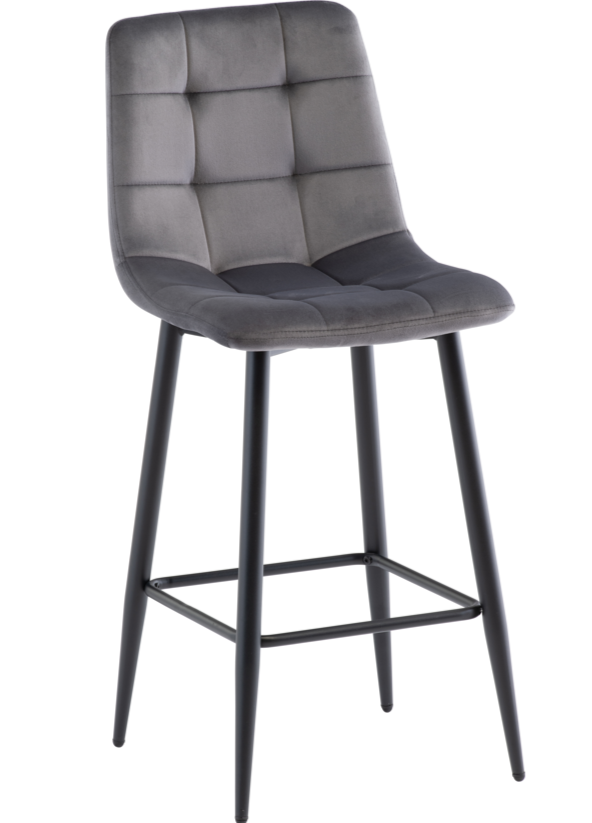 Vella Set Of 2 Velvet Counter Stool Grey