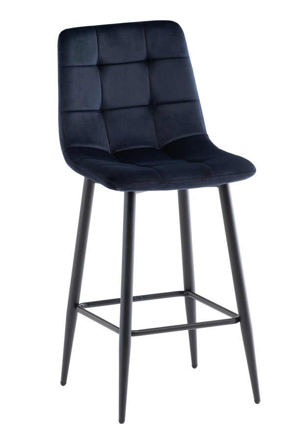 Vella Set Of 2 Velvet Counter Stool Deep Blue
