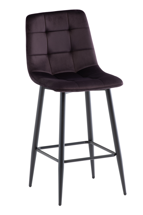 Vella Set Of 2 Velvet Counter Stool Aubergine
