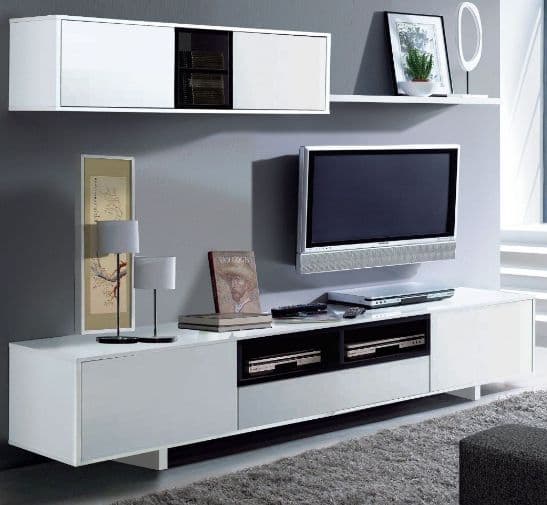 Megara White Gloss TV Cabinet With Wall Unit- 0Z6682BO