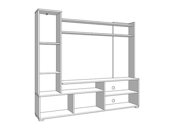Algarve Artisan Oak Effect And Black Entertaiment Unit Wall TV Cabinet - 11011452