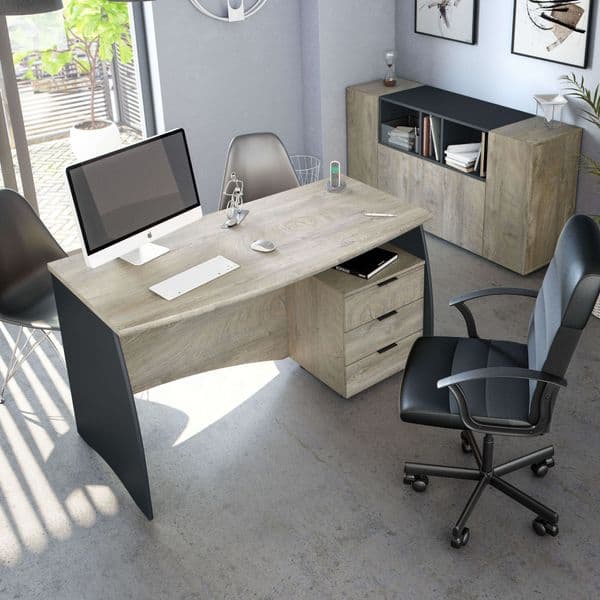 Pronte Oak and Grey Large Office Desk With Drawers- 0Z4625C