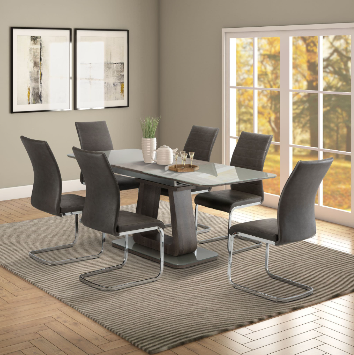 Kalaghaer 140cm Extendable Dining Table Grey and Grey Oak