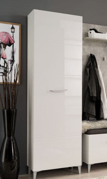 Livorno Tall Slim White Gloss Narrow Depth Wardrobe- 11008568