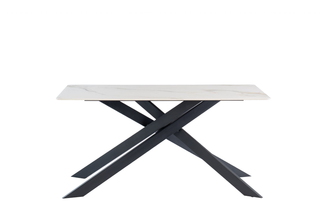 Kamella 160cm wide Dining Table Kass Gold with Black Legs
