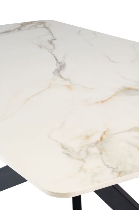 Kamella 160cm wide Dining Table Kass Gold with Black Legs