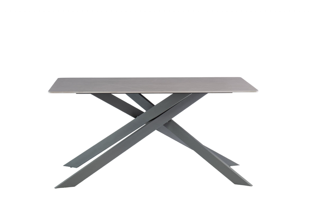 Kamella 160cm wide Dining Table Matt Grey with Black Legs