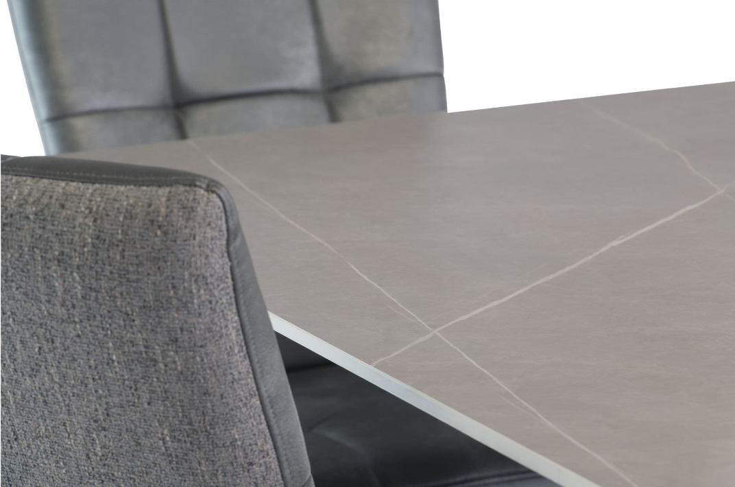 Kamella 160cm wide Dining Table Matt Grey with Black Legs