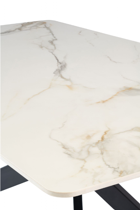 Kamella 200cm wide Dining Table Kass Gold with Black Legs