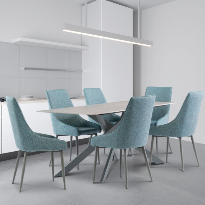 Kamella 200cm wide Dining Table Matt Grey with Black Legs