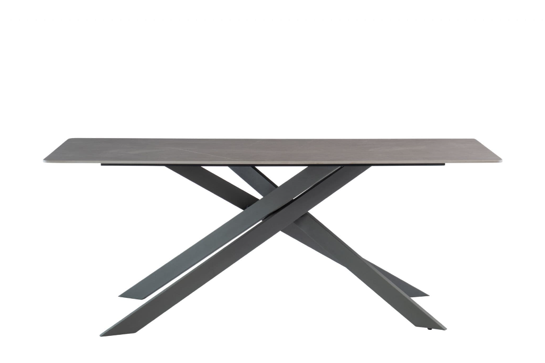 Kamella 200cm wide Dining Table Matt Grey with Black Legs