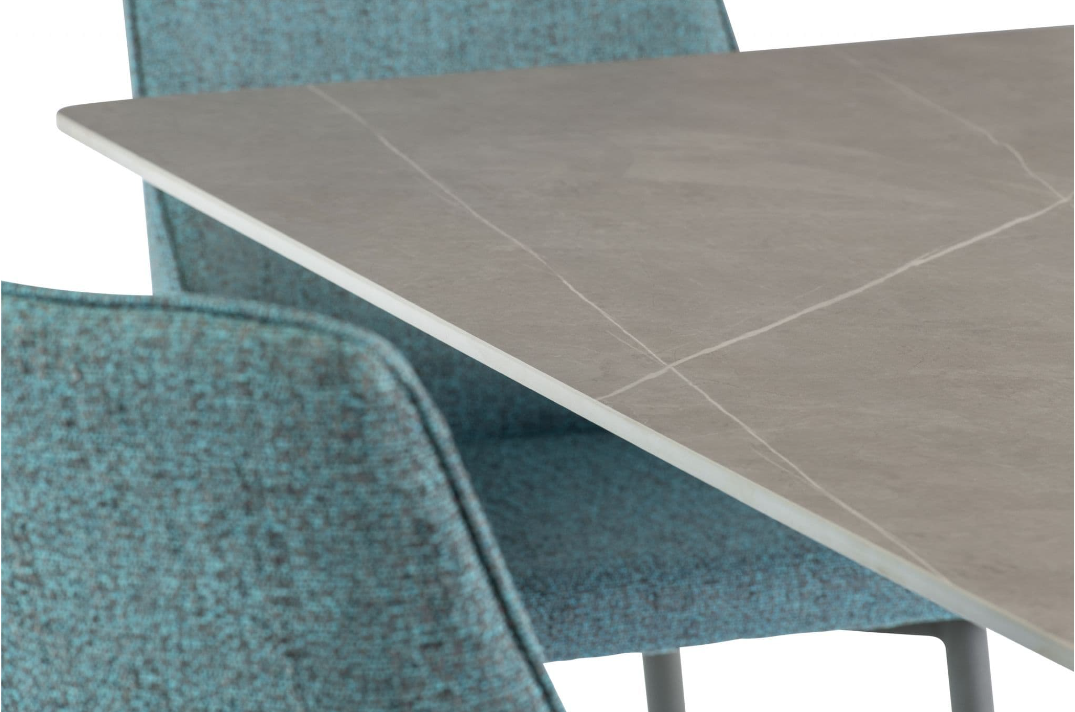 Kamella 200cm wide Dining Table Matt Grey with Black Legs