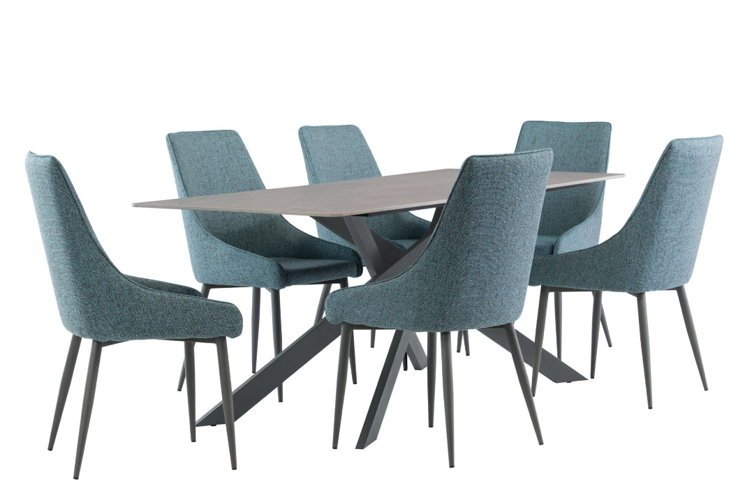 Kamella 200cm wide Dining Table Matt Grey with Black Legs