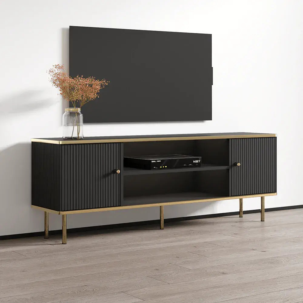 Lamelia TV Cabinet in Black & Gold