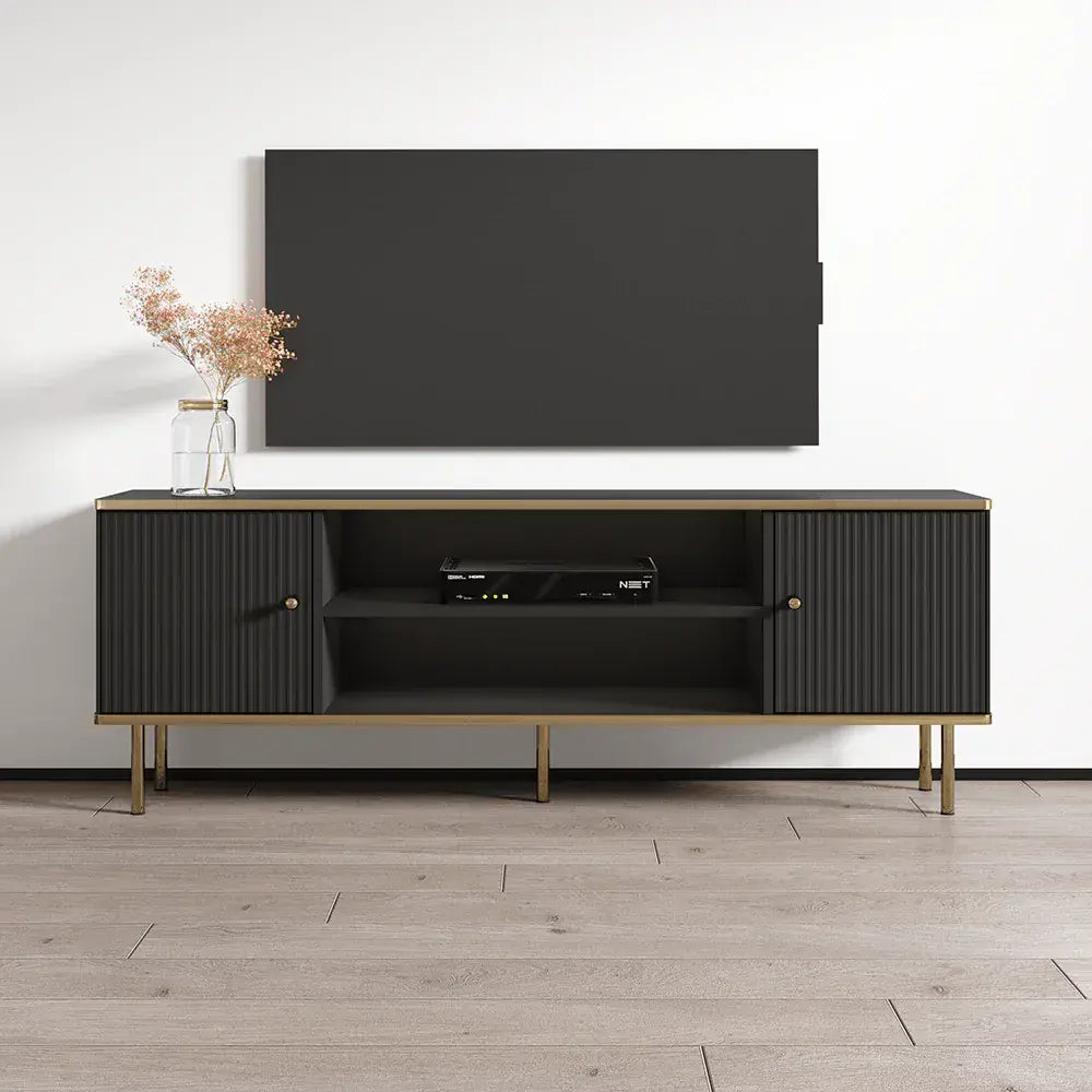 Lamelia TV Cabinet in Black & Gold